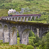 Buy canvas prints of The Jacobite Steam train on the Glenfinnan Viaduct by Derek Beattie
