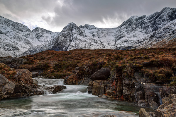The Fairy Pools and the Cuillins Isle of Skye Picture Board by Derek Beattie