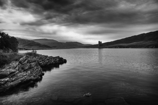 Ardvreck Castle and Loch Assynt Scotland Picture Board by Derek Beattie