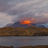 Buy canvas prints of Cul Mor Fire Mountain at Sunset Scotland by Derek Beattie