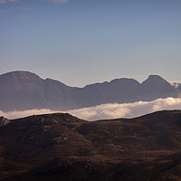Buy canvas prints of Suilven Mountain Morning Mists Scotland by Derek Beattie