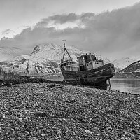 Buy canvas prints of Ben Nevis with the Corpach Shipwreck by Derek Beattie