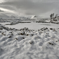 Buy canvas prints of  Frozen Loch on Rannoch Moor in Winter by Derek Beattie