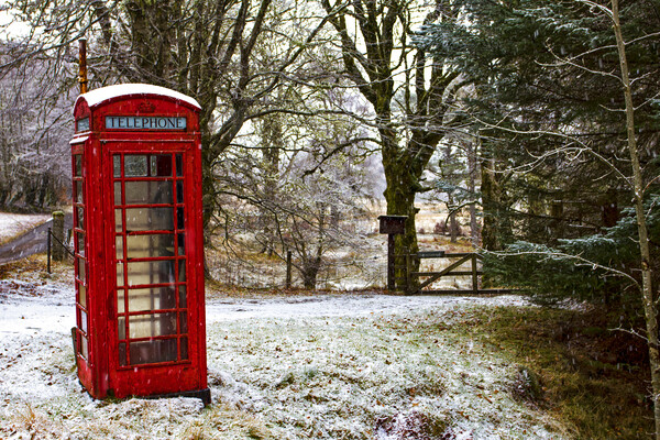 Old Red Phone Box in the Snow Picture Board by Derek Beattie