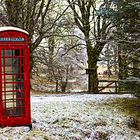 Buy canvas prints of Old Red Phone Box in the Snow by Derek Beattie