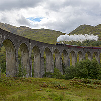 Buy canvas prints of Glenfinnan Viaduct and the Jacobite Steam Train by Derek Beattie