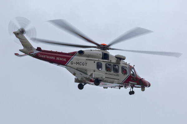 Coastguard Rescue Helicopter Picture Board by Derek Beattie