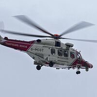Buy canvas prints of Coastguard Rescue Helicopter by Derek Beattie