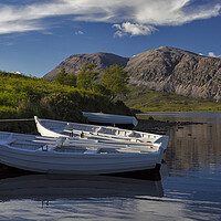 Buy canvas prints of Arkle and Fishing Boats on Loch Stack by Derek Beattie