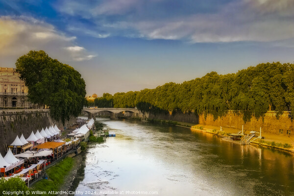 Tiber Tranquility: City Reflections Picture Board by William AttardMcCarthy