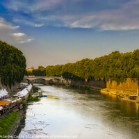 Buy canvas prints of Tiber Tranquility: City Reflections by William AttardMcCarthy