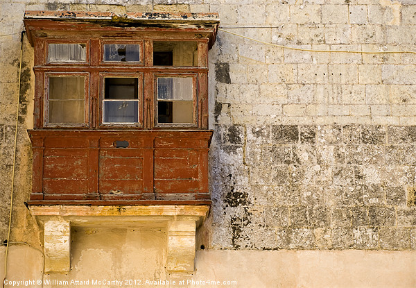 Derelict Maltese Balcony Picture Board by William AttardMcCarthy