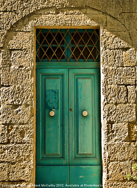 Old Aquamarine Door Picture Board by William AttardMcCarthy