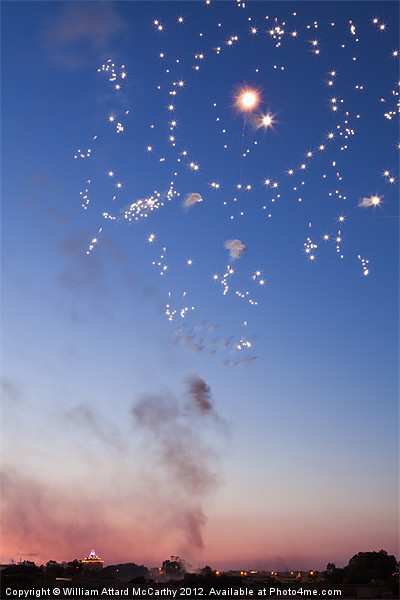 Fireworks at Dusk Picture Board by William AttardMcCarthy