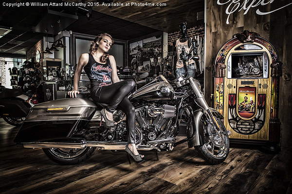 Harley Davidson Girl Picture Board by William AttardMcCarthy