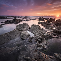Buy canvas prints of Sunset on Widemouth Bay by Gary Mather