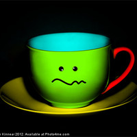 Buy canvas prints of Funny Wall Art - Confused Colourful Teacup by Natalie Kinnear