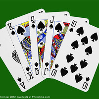 Buy canvas prints of Playing Cards, Royal Flush on Green Background by Natalie Kinnear