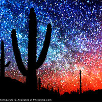 Buy canvas prints of Digital Art Abstract - Desert Cacti and the Starry by Natalie Kinnear
