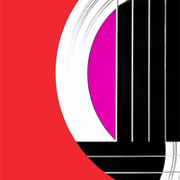 Buy canvas prints of Geometric Guitar Abstract in Red and Pink by Natalie Kinnear