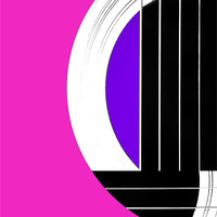 Buy canvas prints of Geometric Guitar Abstract in Pink and Purple by Natalie Kinnear