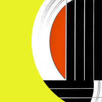 Buy canvas prints of Geometric Guitar Abstract in Yellow and Orange by Natalie Kinnear