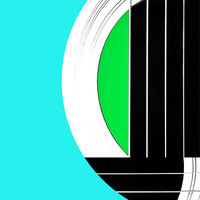 Buy canvas prints of Geometric Guitar Abstract in Turquoise and Green by Natalie Kinnear