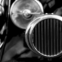 Buy canvas prints of Black and White Vintage Car Abstract 2 by Natalie Kinnear