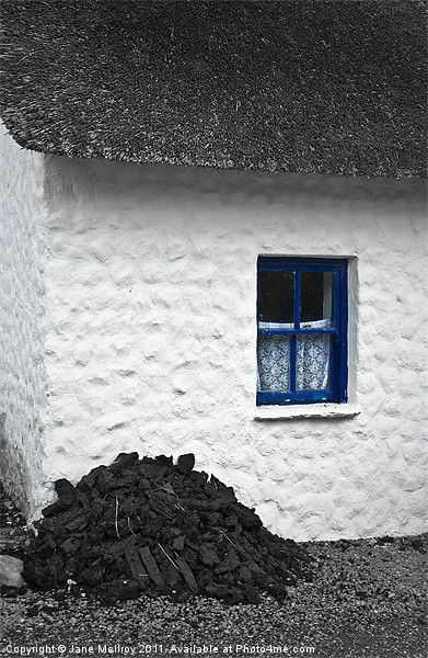 Irish Cottage with Blue Window Picture Board by Jane McIlroy