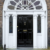 Buy canvas prints of Black Georgian Door, Dublin, Ireland by Jane McIlroy