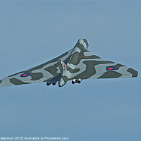 Buy canvas prints of Vulcan bomber climbing into the sky by steve akerman