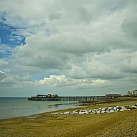 Buy canvas prints of Hastings pier waiting for storms by steve akerman