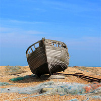 Buy canvas prints of Dungeness Old Boat by Liz Ward
