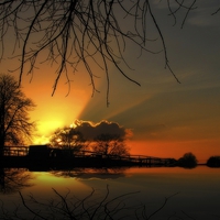 Buy canvas prints of Sunset Reflection by Liz Ward
