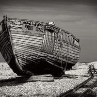 Buy canvas prints of Old Dungeness Boat by Liz Ward