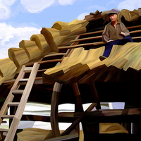 Buy canvas prints of Thatching the Wellhouse by Trevor Butcher