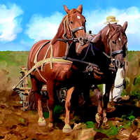 Buy canvas prints of  Plough Horses with Blue Sky by Trevor Butcher