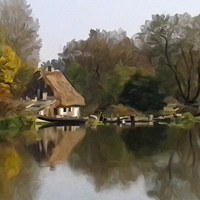 Buy canvas prints of  Cottage on the Lake by Trevor Butcher