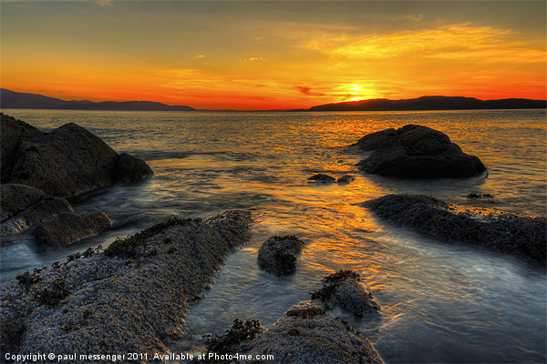 Portencross Sunset Picture Board by Paul Messenger