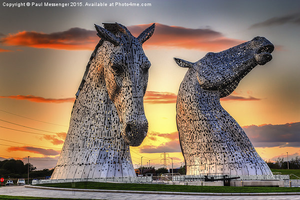   Kelpies at Sunset Scotland Picture Board by Paul Messenger