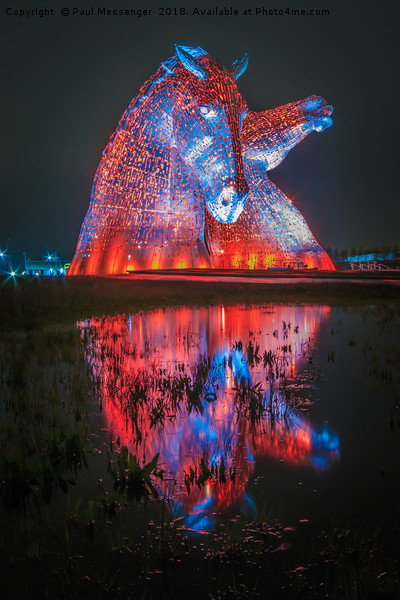    Kelpies at Sunset Reflection Picture Board by Paul Messenger
