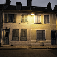 Buy canvas prints of french houses at night by Jo Beerens