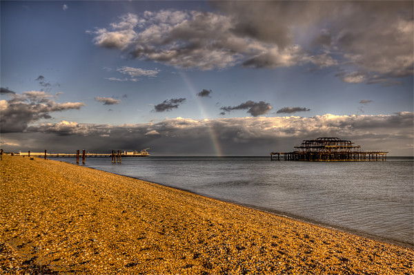 Rainbow over Brighton Pier Picture Board by Dean Messenger