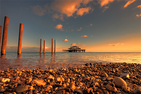 Brighton West Pier at Sunset Picture Board by Dean Messenger