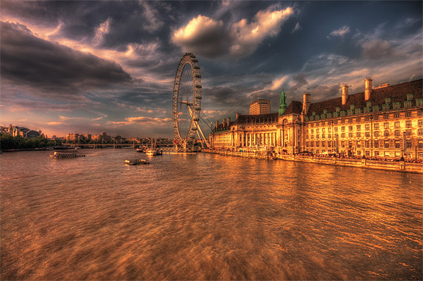 London Eye Sunset Picture Board by Dean Messenger