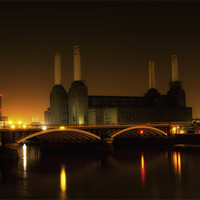 Buy canvas prints of Battersea Power station at night by Dean Messenger