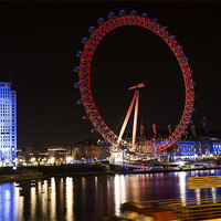 Buy canvas prints of London eye at night by Dean Messenger