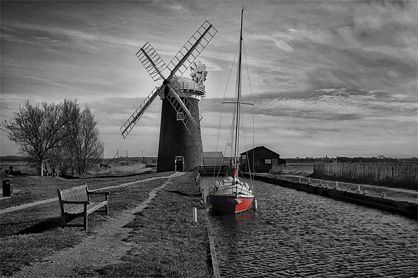 Horsey Windpump and Boat Picture Board by Dean Messenger