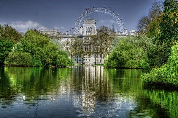 St James Park and London Eye Picture Board by Dean Messenger