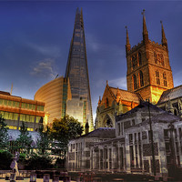 Buy canvas prints of Shard and Southwark Cathedral by Dean Messenger